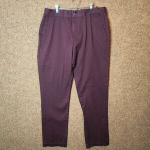 J. Crew The Sutton Men Pants Chino Size 36x34 100% Cotton Flat-Front Burgundy